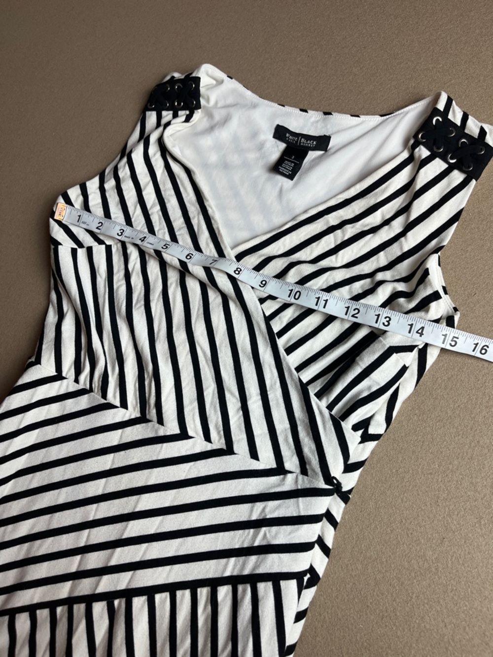 White House Black Market Striped Sheath Dress Black & White Wrap Dress - 2 - Picture 5 of 11